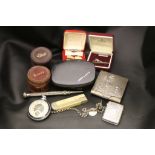 An Edwardian silver vesta case, Birmingham 1905 William M Hayes, striped and banded engine turned