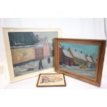 Three framed pictures all signed VA by the Artist to include Oil painting and Watercolour,