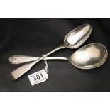 A George III fiddle pattern silver serving spoon, London 1801 Richard Crossley, length approximately