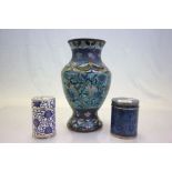 Two Chinese lidded Cloisonne pots and a vase