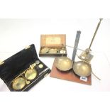 Four pairs of balance scales to include a wooden cased Victorian set with weights
