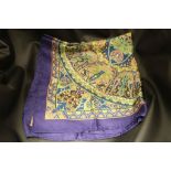 Liberty of London Silk Scarf, Paisley Pattern on Dark Blue Ground