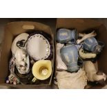 A large quantity of ceramics and glassware in four boxes to include jasper ware etc