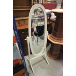 White Painted Cheval Oval Mirror