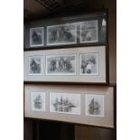 Framed & glazed limited edition triptych print of pencil drawings of the steam tug Magic by John S