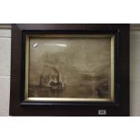 Framed & glazed picture of a Steam tug boat pulling a three masted Ship