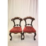 Pair of Victorian Mahogany Dining Chairs with Shaped Backs, Stuffed Over Seats and Cabriole Legs