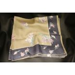 Liberty of London Silk Scarf, Blue and Silver decorated with Flowers