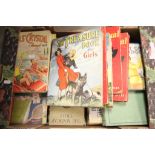 Box of vintage children's Annuals and books