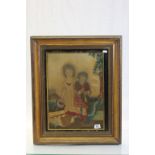Framed & glazed Needlework of a Boy & Girl