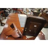 Small Mahogany Hanging Wall Cabinet, Wall Bracket and a Folding Bed Tray