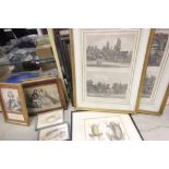 Collection of mainly 19th Century framed & glazed prints, some with hand coloured detailing