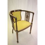 Edwardian Mahogany Inlaid Tub Chair