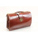 Vintage Tan Leather Briefcase with key