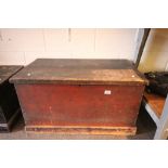 19th century Pine Box / Trunk with Two Iron Carrying Handles