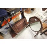 Victorian Mahogany Oval Swing Mirror and an Edwardian Hanging Shelf with Cupboard