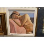 Modernist 20th Century oil painting of a reclining female nude