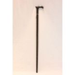 Carved bog Oak or Ebony walking stick with Floral design