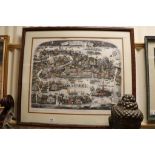 A framed Graham Clarke coloured map of Venice.