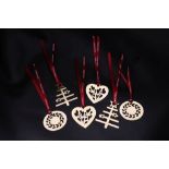 Collection of six Georg Jensen Christmas tree decorations