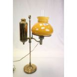 Vintage Brass Student's lamp with glass shade and converted to electric