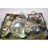 Box of mixed Silver plate to include ewers, tankards etc