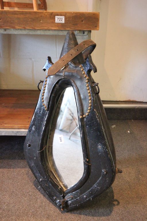 Vintage French horse harness converted to a wall mirror