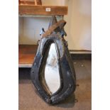 Vintage French horse harness converted to a wall mirror