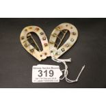 Pair of 19th century Mother of Pearl Buckles in the form of Horseshoes with Steel Studs