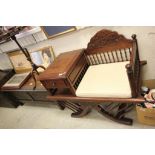 Moorish Style Hardwood Hall Table and Seat with Carved Shaped Back