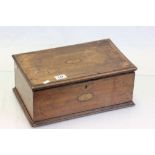 19th Century inlaid wooden work or sewing box with dovetailed joints and original interior