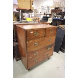 19th century Military Campaign Mahogany Chest of Two Short over Three Long Drawers, with brass