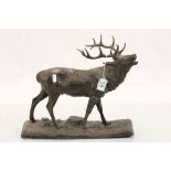 Hollow cast Bronzed spelter model of a stag