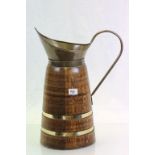 Large Oak and Brass Bound Stick Stand Jug