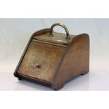Wooden coal box with Brass handle and fire tools