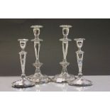 Two pairs of Silver plated candlesticks