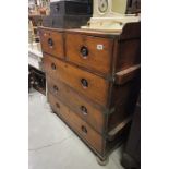 19th century Military Campaign Mahogany Chest of Two Short over Three Long Drawers with turned
