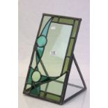 Stained glass window with fixed stand and mirror base