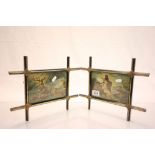 Pair of 19th Century Religious themed frames with Scottish Stag and hunting dog scenes