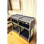 Pair of Navy Blue and Cream Painted Bedside Cabinets