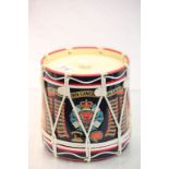 Ice bucket in the form of a Military drum, marked "The Queen's Own Cameron Highlanders"