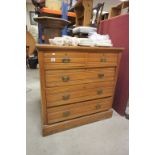 Edwardian Walnut Chest of Two Short over Three Long Drawers on plinth base