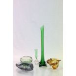 Group of vintage Art glass items to include vases and shallow bowls