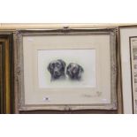 Framed & glazed Pastel of a pair of dogs, signed by the Artist