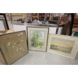 Three framed & glazed Watercolours, two signed by the Artist plus an Oriental example