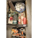 Box of mixed collectables to include aerograph airbrush, marbles, miniature tea-set etc