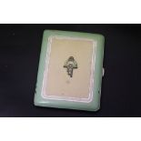 Art Deco Enamel Ladies Cigarette Case decorated with Marcasite