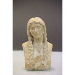 Emmeline Halse (1853 - 1930) plaster bust of a girl with plaited hair