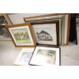 Six framed 7 glazed pictures, mainly local interest to include Watercolours and Pastel examples