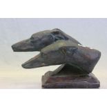 Terracotta bust of a pair of Greyhounds with a bronzed effect finish